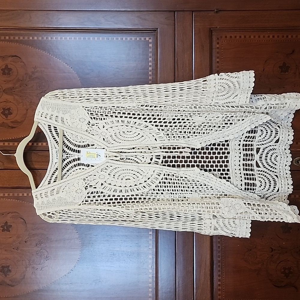 Cream Open-Knit Cardigan - Picture 5 of 6